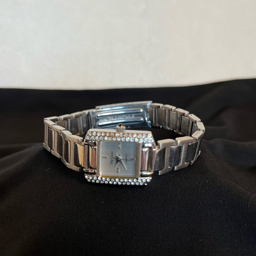 NWOT Oleg Cassini Elegant Silver Watch with Crystal Accents